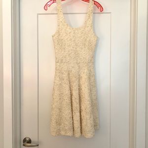 White and Gold Fit and Flare Dress